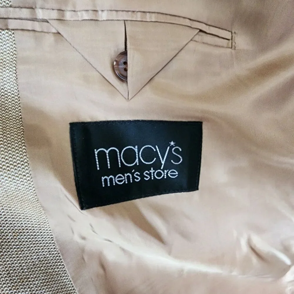 Lauren Ralph Lauren Beige 2 Button Blazer Suit Jacket Size 46 L Silk Wool Blend - Picture 11 of 14